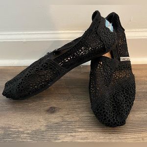 Women's TOMS Alpargata Classic Lace Slip on Shoes Black Lace 6.5